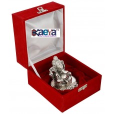 OkaeYa Silver Finish Pagadi Ganesh God Idol With Beautiful Velvet Box 